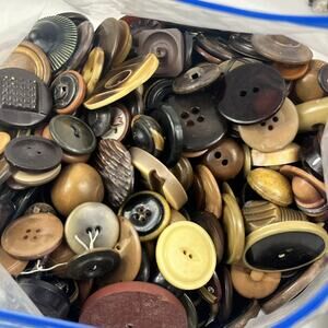 Vintage Buttons Bulk Lot 4 lbs Assorted Mix Plastic Brown Tones Sewing Crafts